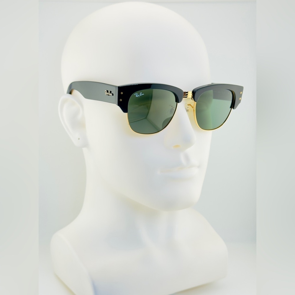 Ray-Ban Mega ClubMaster Sunglasses RB0316S Polished Black Frame Green Lenses